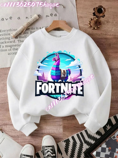 Fortnites Series Kids Sweatshirts Trendy Boys Girl Long Sleeves Pullover Tops Autumn Winter Cartoon Child Clothes Birthday Gifts