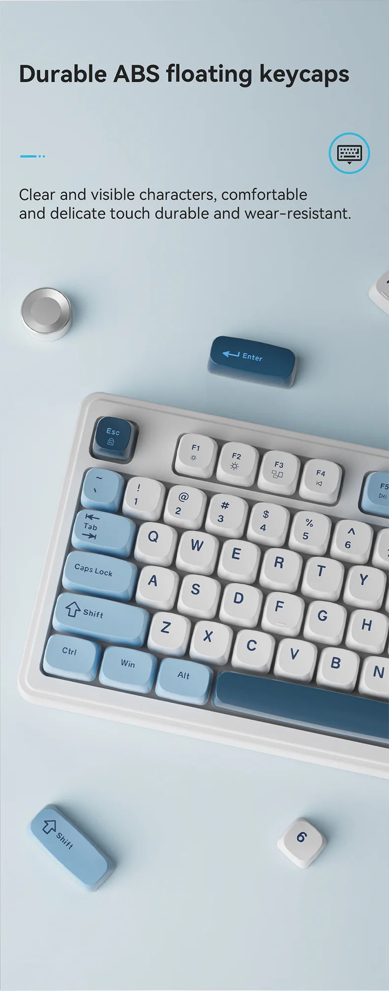 AJAZZ AF98 Wired/Wireless Keyboard Mechanical Feel Office Long Battery Life Three-Mode RGB Mixed Light ABS Keycaps Ergonomics