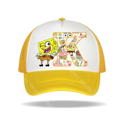 SpongeBob SquarePants basebollkeps för barn och vuxna med bokstavstryck, solhattar, anime, tecknad film, justerbara kepsar med skärm, sommarhattar, vardagshattar, ny