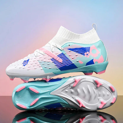 Nouveaux hommes chaussures de Football de haute qualité en plein air haute cheville ultraléger bottes de Football en salle chaussures de sport antidérapantes Futsal antidérapantes