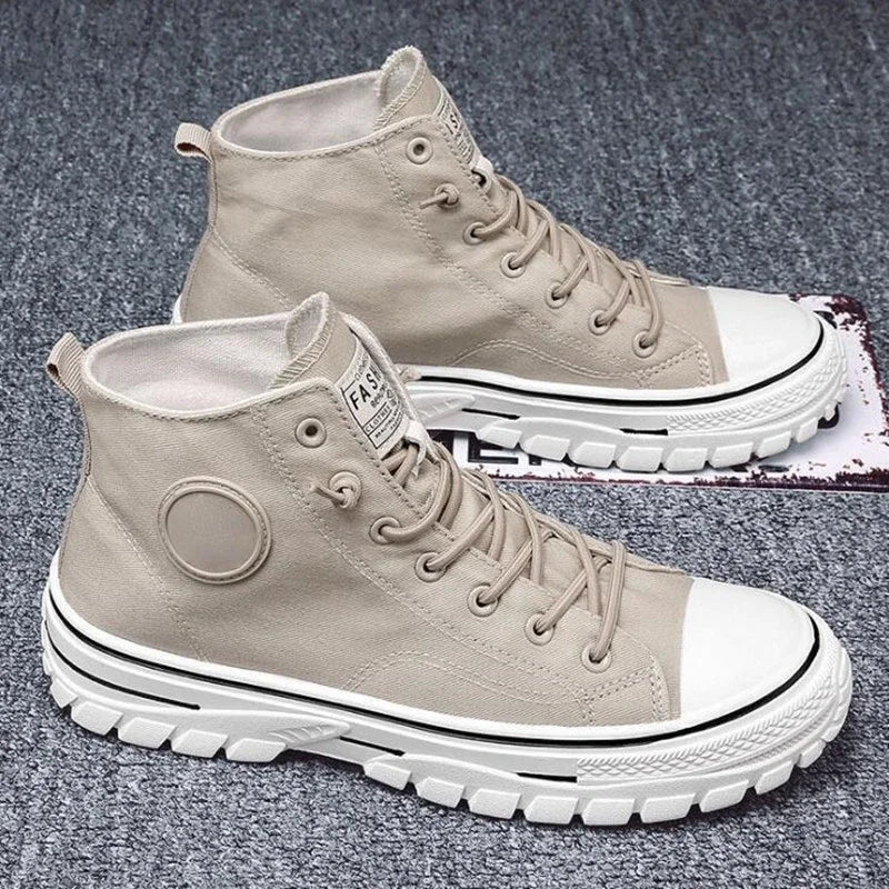 Pantofi din pânză pentru bărbați, pantofi sport casual înalți, respirabili, gri, pentru skateboarding, vulcanizați, adidași confortabili, nou