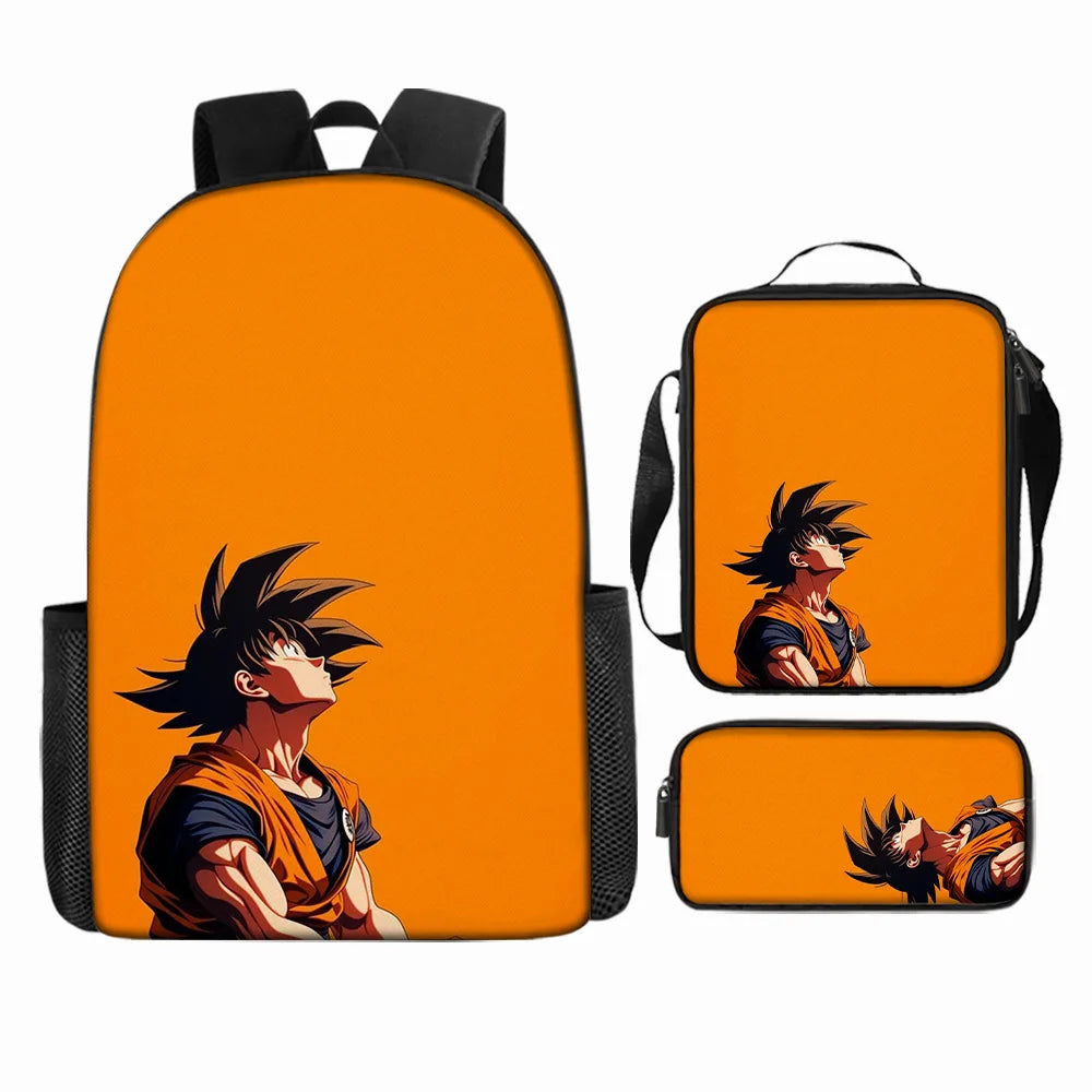 Dragon Ball 3Pcs/Set Backpacks Goku Vegeta Cartoon Print Lunch Bag Pencil Bags Student Casual School Bags Return To School Gift