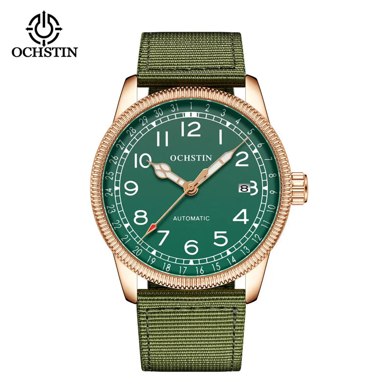 OCHSTIN Automatic Mens Watches Top Brand Luxury Auto Date Mechanical Military Sports Male Clock Luminous Hands Gift for Husband