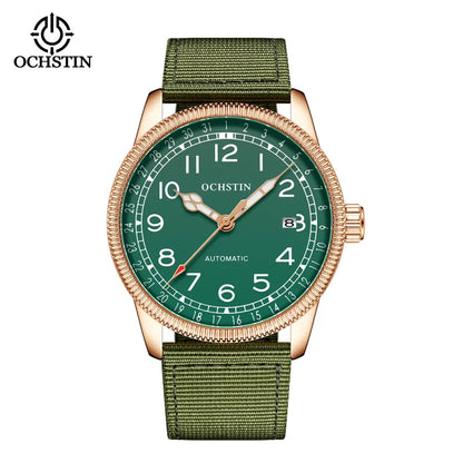 OCHSTIN Automatic Mens Watches Top Brand Luxury Auto Date Mechanical Military Sports Male Clock Luminous Hands Gift for Husband