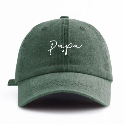 1Pc PAPA Print Washed Baseball Cap,Classic Casual Retro Adjustable Lightweight Sun Protection Versatile Driver Cap for DailyWear