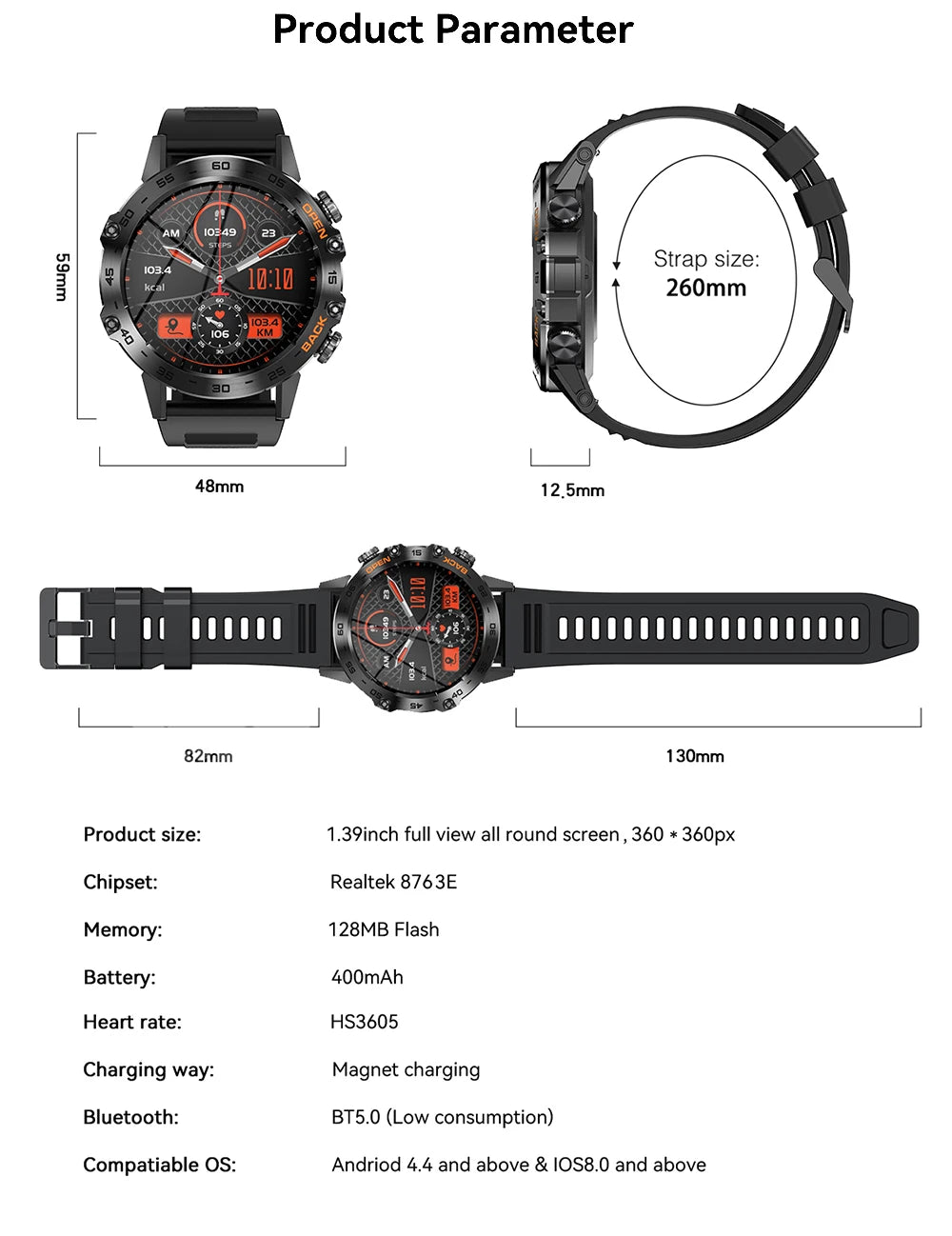 MEVADEN Steel 1.39 inch Men Luxury Smart Watch Bluetooth Call Sport Fitness Tracker Health Monitor Smartwatch for Male MD52