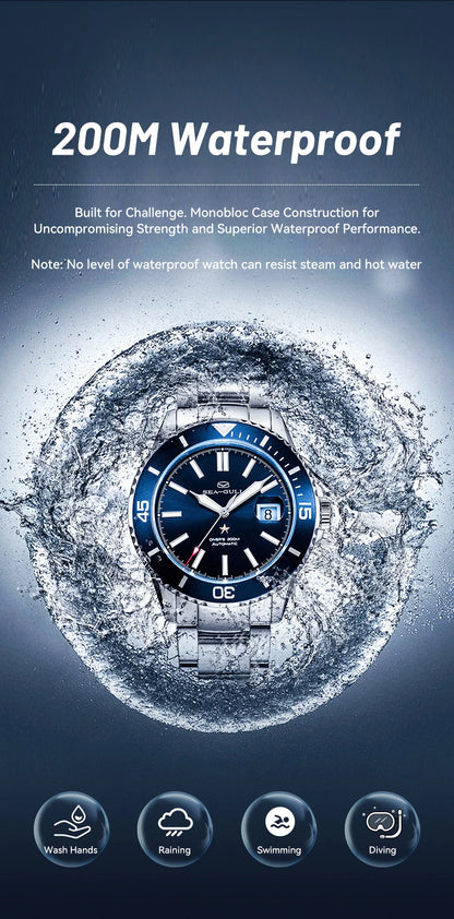 Seagull relogio masculino Men Watch 200m Diving Business Waterproof Fashion Automatic Mechanical Watch Ocean Series 816.32.1523