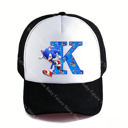 Summer Black Baseball Caps for Adult Cartoon Letters Sonics Boys Girls Outdoor Sports Breathable Mesh Hat Cute Anime Sunbonnet