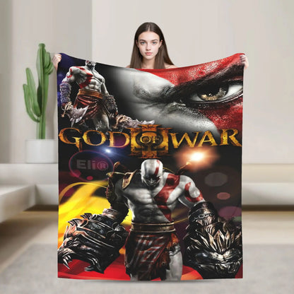 God of War Game Gamers Kratos Blanket  Soft Warm Funny Plush Throw Blanket For Home Decor Travel Flannel Bedspread Bed Cover