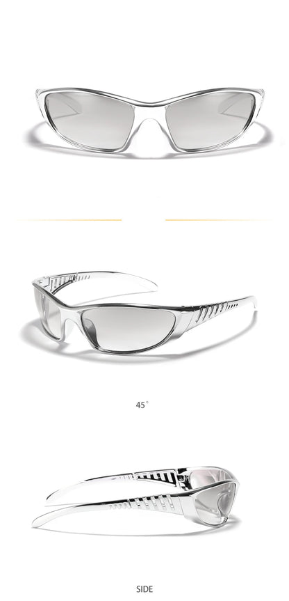 Y2K Silver Sunglasses Color Hollowed Out Future Sense Of Technology Hot Girls Net Red Sunglasses Women Sunglasses Trendy Men