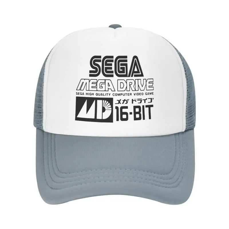 „Sega Mega Drive“ tinklelio beisbolo kepuraitė, unisex hiphopo snapback kepurė, vasarinė kvėpuojanti kepurė su snapeliu nuo saulės, reguliuojama trucker stiliaus kepurė