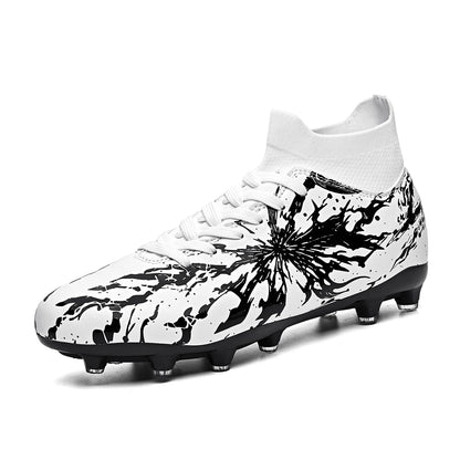 Chaussures de football pour hommes et femmes, crampons AG/FG, crampons longs en TPU stables, chaussures de football pour terrain en herbe, tige en PU de qualité supérieure, chaussures d'entraînement