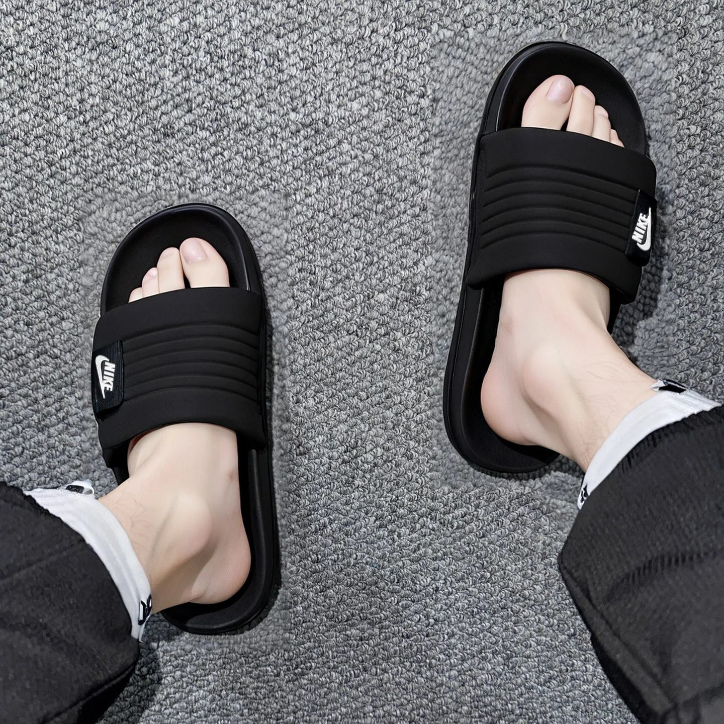 Nike Men Slide Slippers, Soft Cushion Non-slip Quick Dry Casual Indoor Outdoor Beach Shower Slippers DQ9624-001