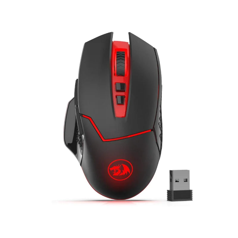 Mouse gaming wireless Redragon M690-1 2.4Ghz cu schimbare DPI, 2 butoane laterale, 2400 DPI, design ergonomic, 8 butoane - mouse negru