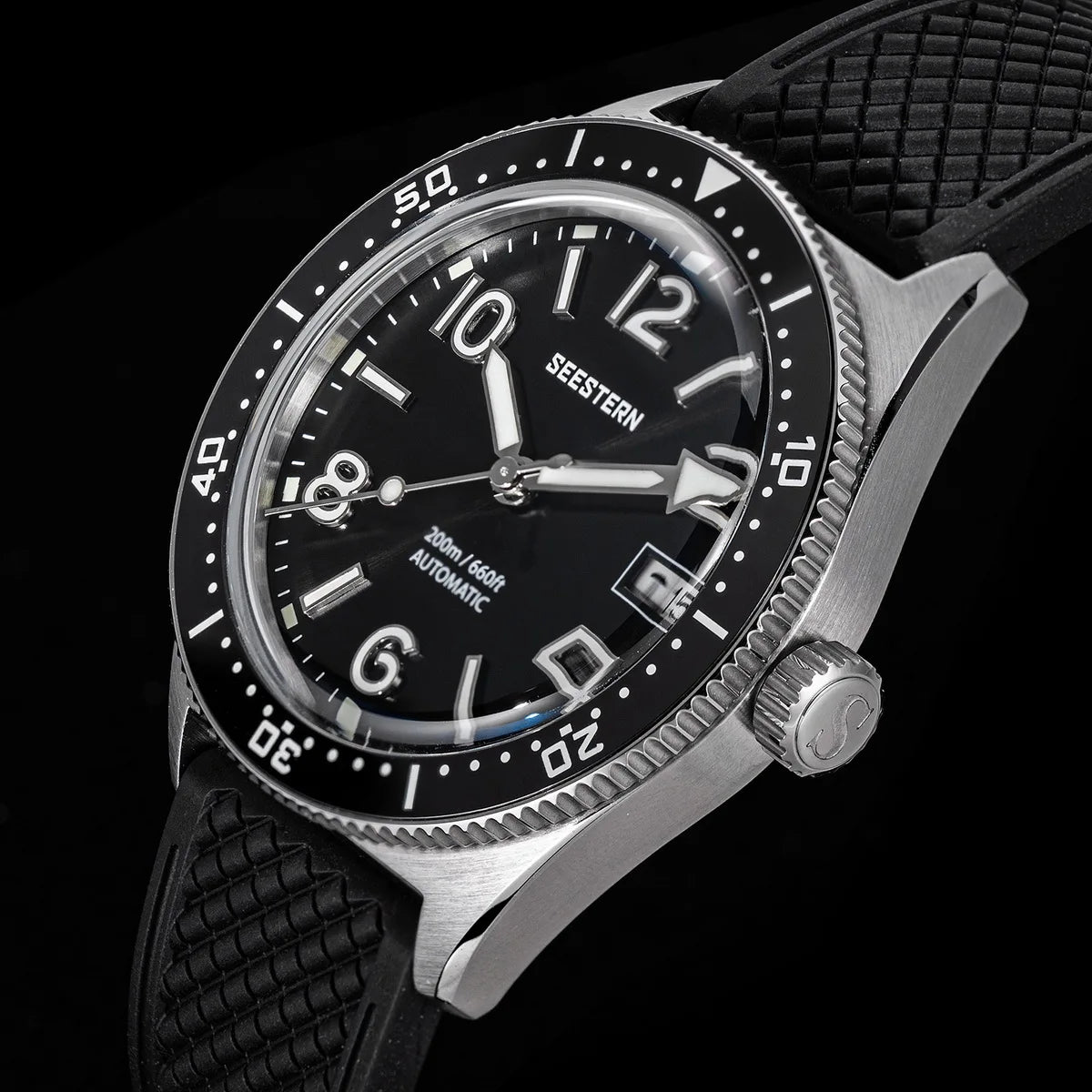SEESTERN Diver Men's Watch Automatic Mechanical Wristwatches NH35 Movement Ceramic Bezel 20Bar Waterproof Sapphire Luminous S434-2