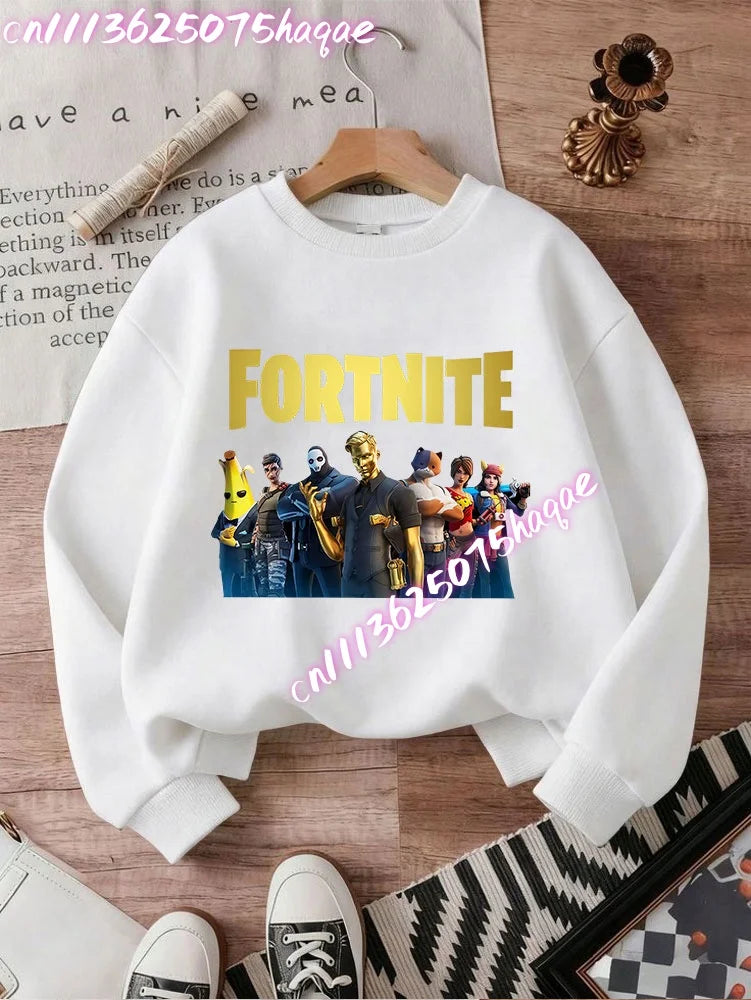 Fortnites Series Kids Sweatshirts Trendy Boys Girl Long Sleeves Pullover Tops Autumn Winter Cartoon Child Clothes Birthday Gifts