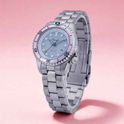 Horolo Women' Watches Japan Solar Movement 30mm Luminous Water Resistant Sapphire stainless steel Luxury Watch Gift For Wife