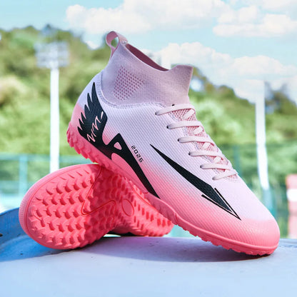 Nouvelles chaussures de football pour hommes, antidérapantes, de haute qualité, ultralégères, pour l'extérieur et l'intérieur, chaussures de sport à haute cheville, futsal antidérapantes
