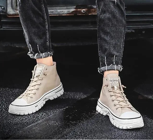 Pantofi din pânză pentru bărbați, pantofi sport casual înalți, respirabili, gri, pentru skateboarding, vulcanizați, adidași confortabili, nou