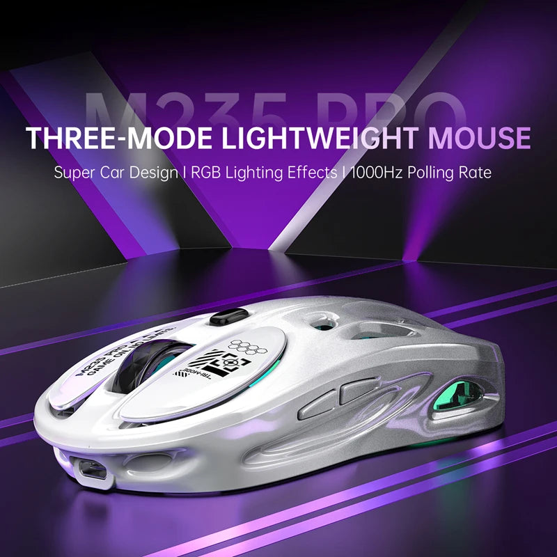 Bezprzewodowa mysz gamingowa 2.4G Tri-Mode RGB, lekka konstrukcja hollow z podświetleniem Chroma, przewodowa/Bluetooth, kontroler myszy e-sportowej
