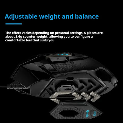Herní myš Logitech G502 HERO s kabelem, e-sportovní mechanická myš s RGB osvětlením a nastavitelným vyvážením pro „Eat Chicken“, programovatelná makra