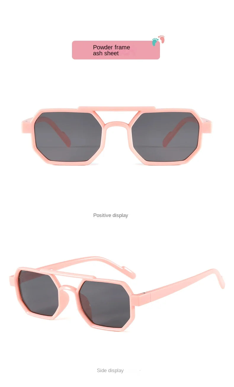 Children’s Sunglasses Vintage Double-beam Sun Glasses UV400 Outdoor Girl Boy Fashion Glasses Classic Square Kids Sunglasses