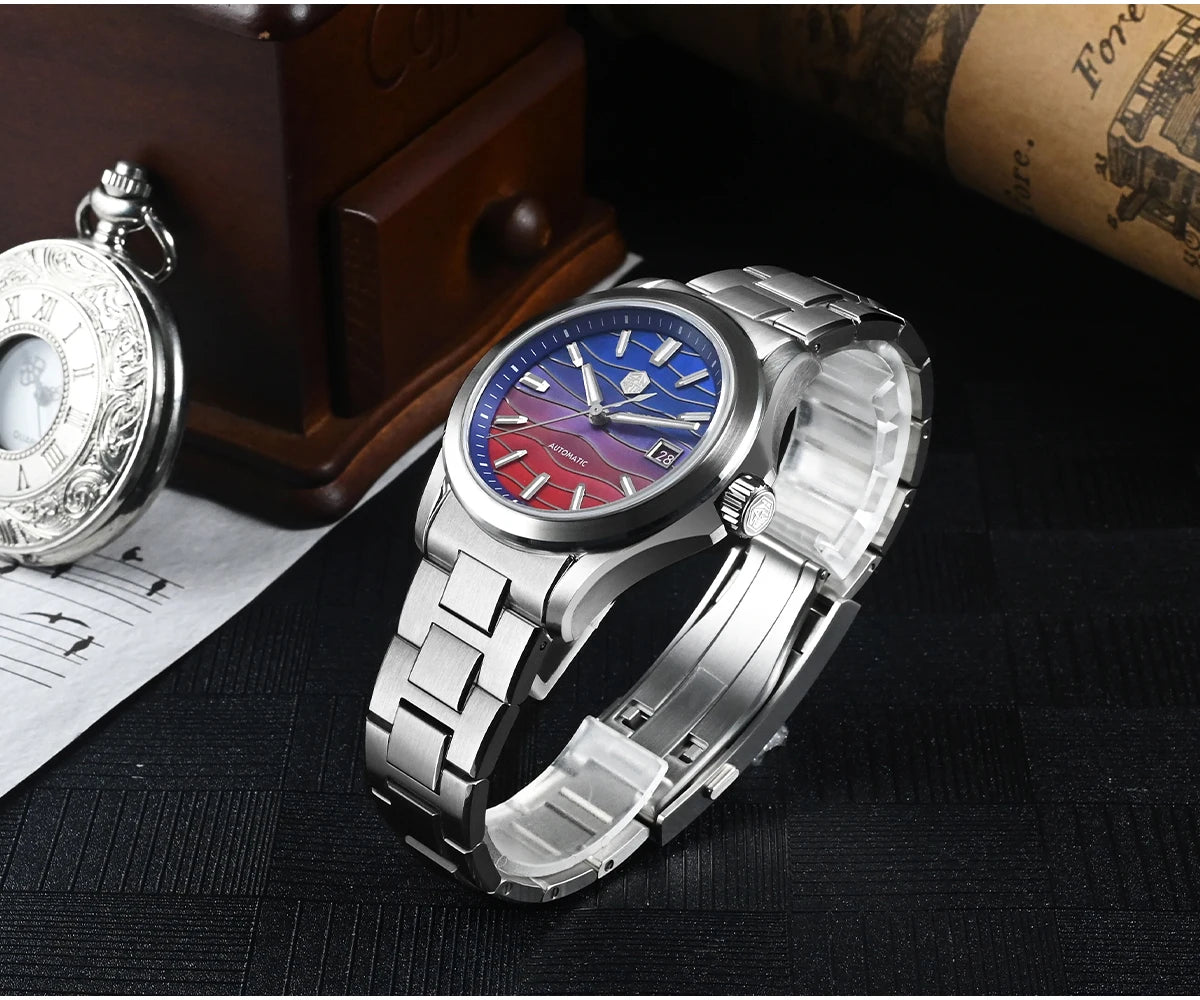 San Martin Official 39mm Guilloche MOP Dial Gada Watch Miyota 9015 Luxury Men's Automatic Mechanical Watches 10 ATM reloj SN0150