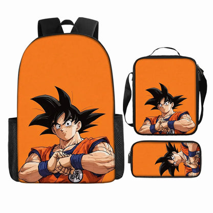 Dragon Ball 3Pcs/Set Backpacks Goku Vegeta Cartoon Print Lunch Bag Pencil Bags Student Casual School Bags Return To School Gift