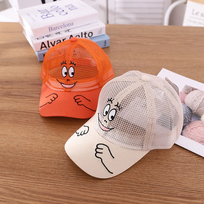 Cool New Boys Girls Kids Children Summer Cute Cap Smiley Face Kawaii Mesh Baseball Cap Popular Hip Hop Sun Hat DropShipping