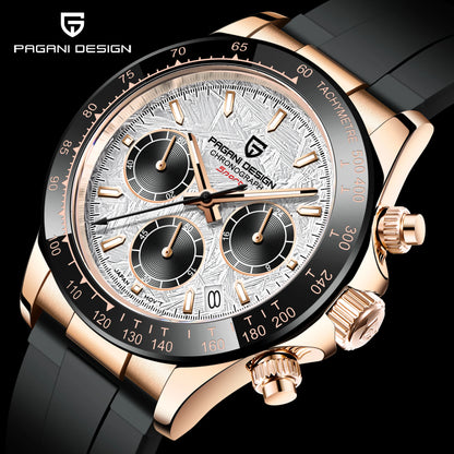 PAGANI DESIGN New Gold Blue Luxury Quartz Watch For Men Gift Box VK63 Movt Chronograph Sapphire Crystal Stainless Steel Watch