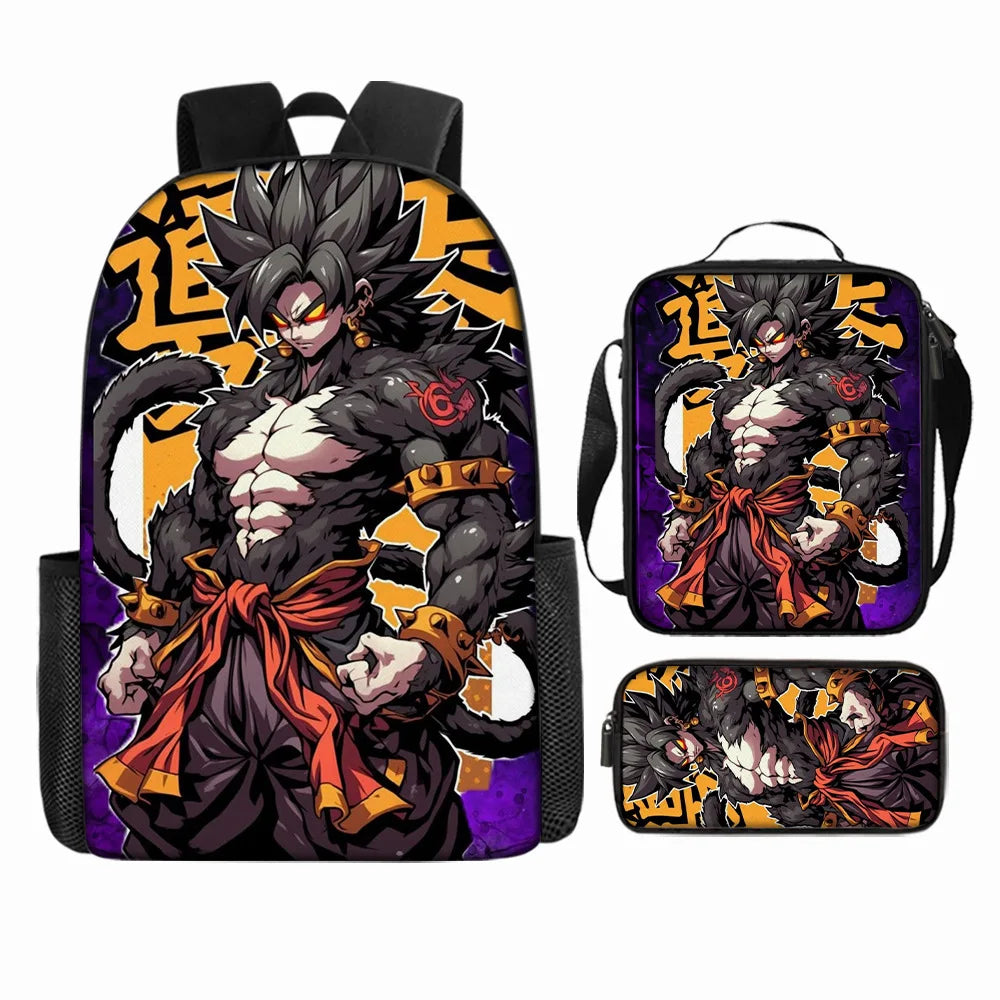 Dragon Ball 3Pcs/Set Backpacks Goku Vegeta Cartoon Print Lunch Bag Pencil Bags Student Casual School Bags Return To School Gift