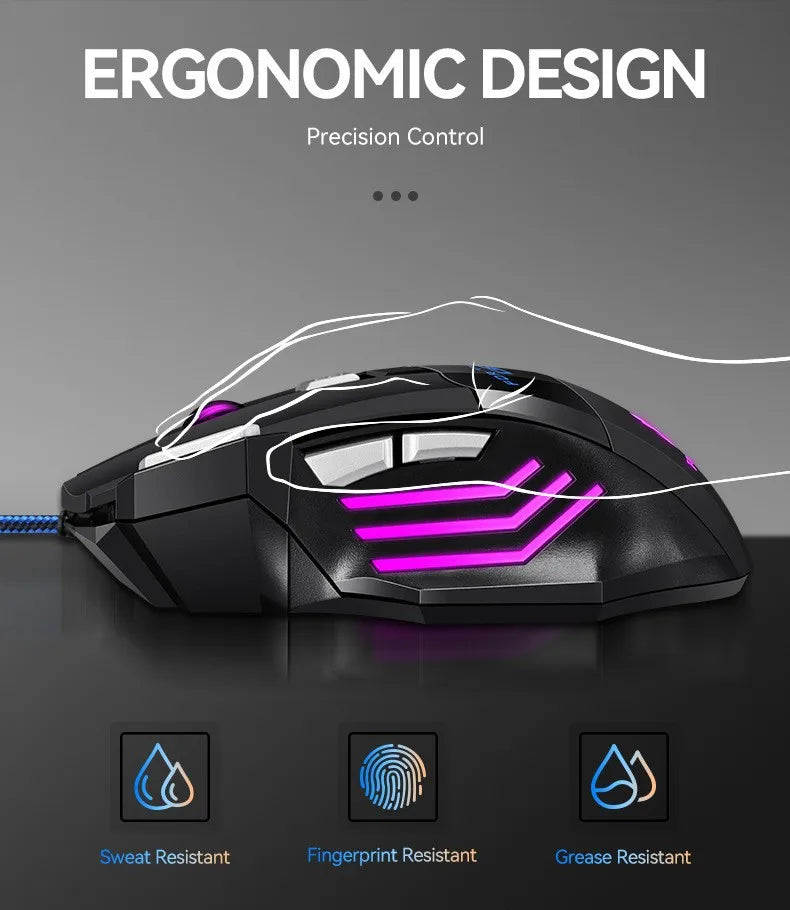G6 Ενσύρματο Gaming Ποντίκι USB με 7 Κουμπιά, Τροχό Κύλισης, Ρυθμιζόμενη Οπτική Ανάλυση 5500DPI, Εργονομικό Ποντίκι E-sports για Laptop PC Xiaomi