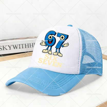 Steal A Brainrot Mesh Baseball Caps Cartoon 67 Six Seven Adult Kids Sports Hats Boys Girls Summer Outdoor Sunshade Peaked Caps