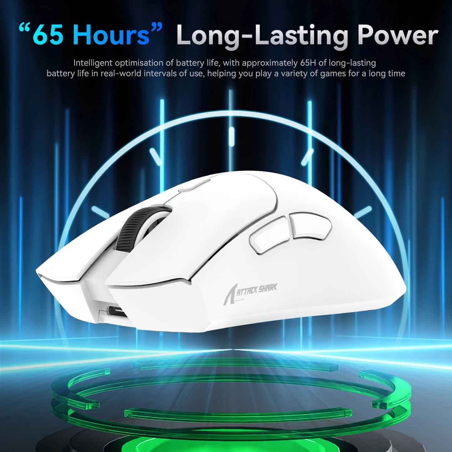 ATTACK SHARK R1 tri-mode gamingmus, PixArt PAW3311-sensor, 18000 DPI, 1000hz, 59g ultralet til store hænder, til PC/Mac
