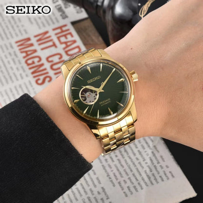 2026 Seiko Automatic Mechanical Watch Fashion Simple Hollow Men's and Women's Couple Watch Stainless Steel Strap Business Watch