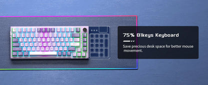 MageGee SKY81 75% Mechanical Gaming Keyboard, RGB Gasket Hot Swappable Wired Custom Creamy Sound Dampening Keyboard with Knob
