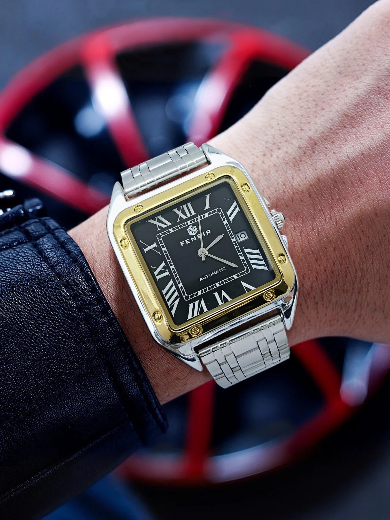 Luxury Square Watch for Men, Calendar Display, Stainless Steel Strap, High-End Luxury Small Square Men's Watch, Stylish Business Casual Versatile Trendy Men's Wristwatch, the Best Gift for Him