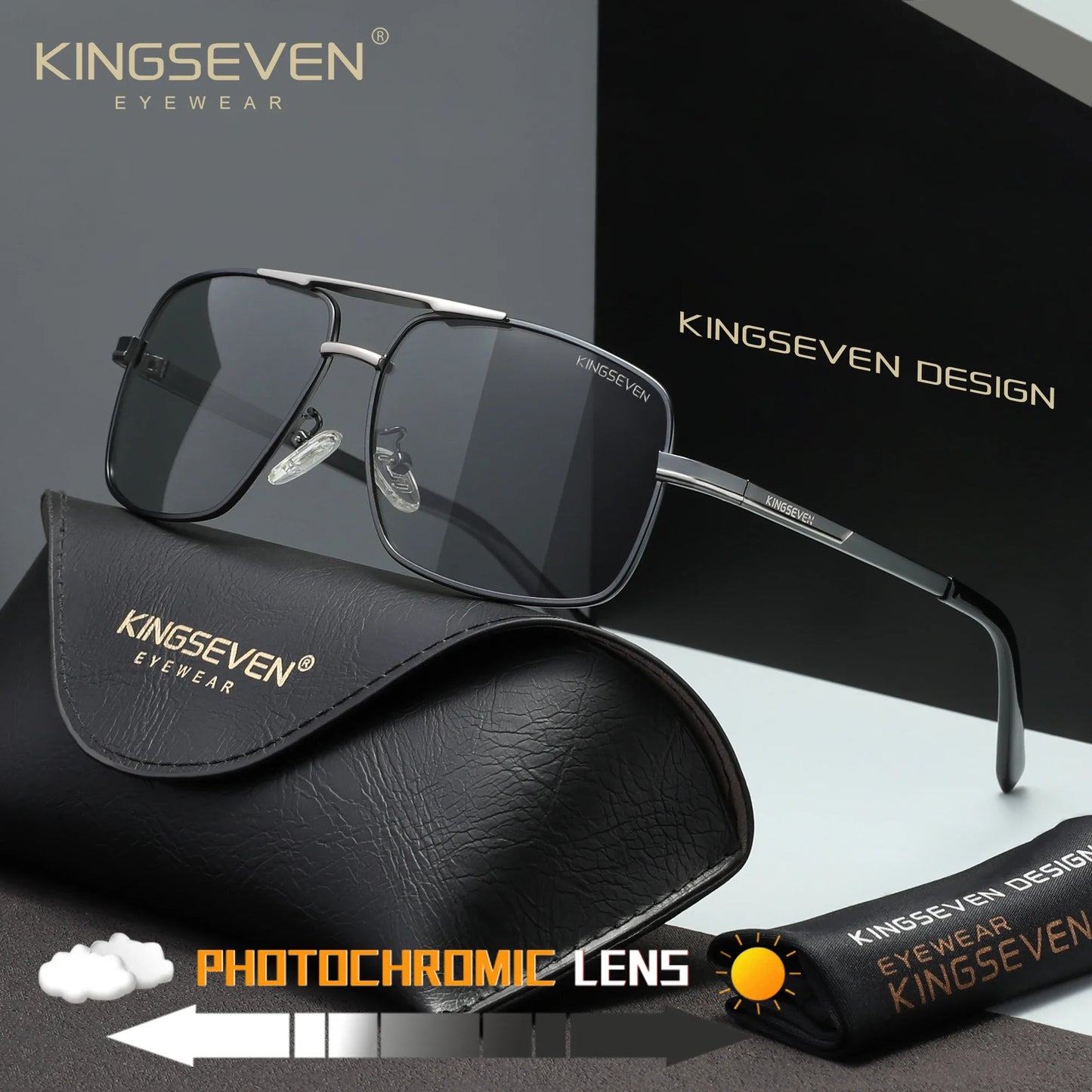 KINGSEVEN Causal Polarized Sunglasses Men Outdoor Driving Fashion Glasses UV400 Rectangle Driving Male Fishing Eyewear