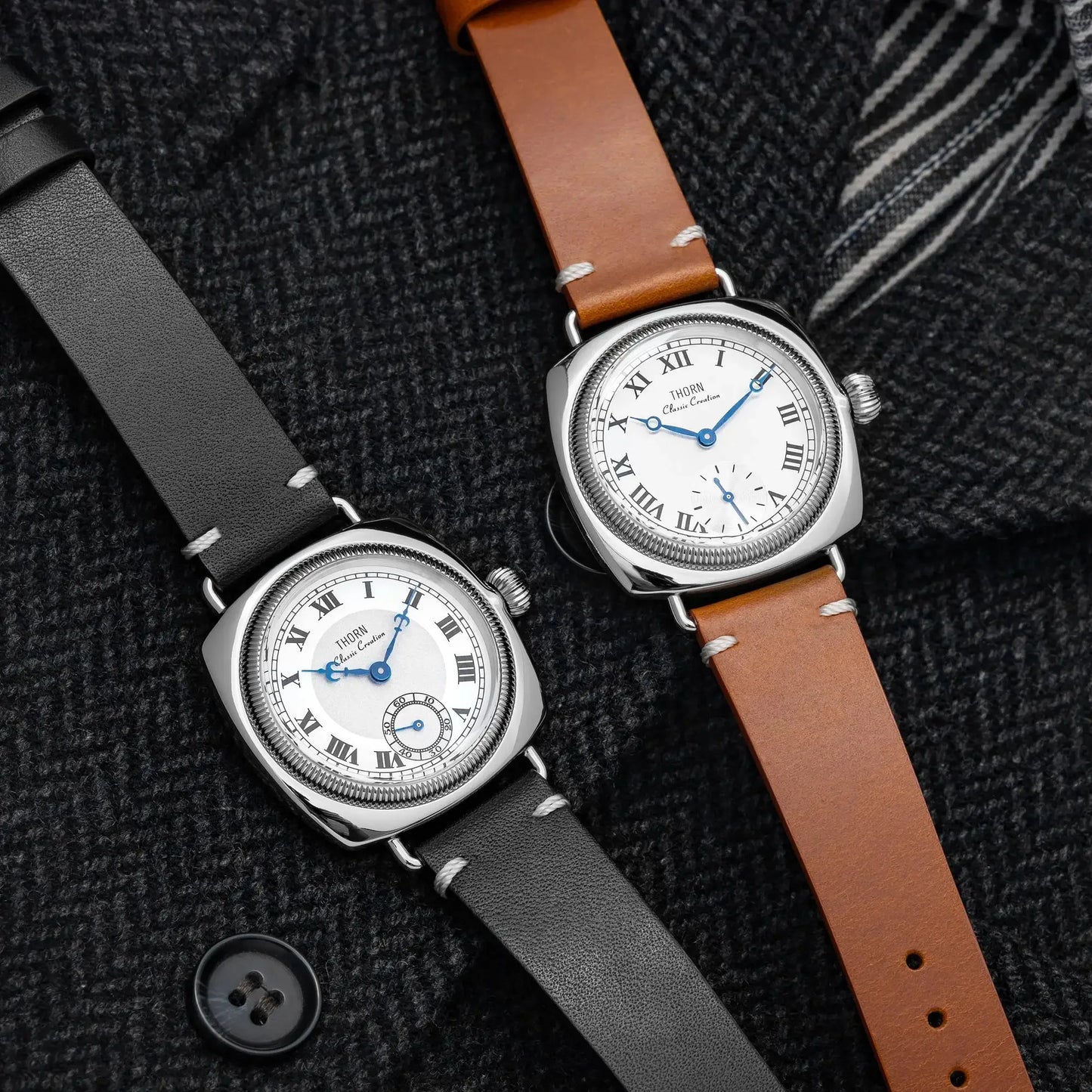 THORN T002 Watch Tribute to Classic Oyster Style Antique Pillow Shaped Watch, Retro Watch, Men's and Women's Couple Watches