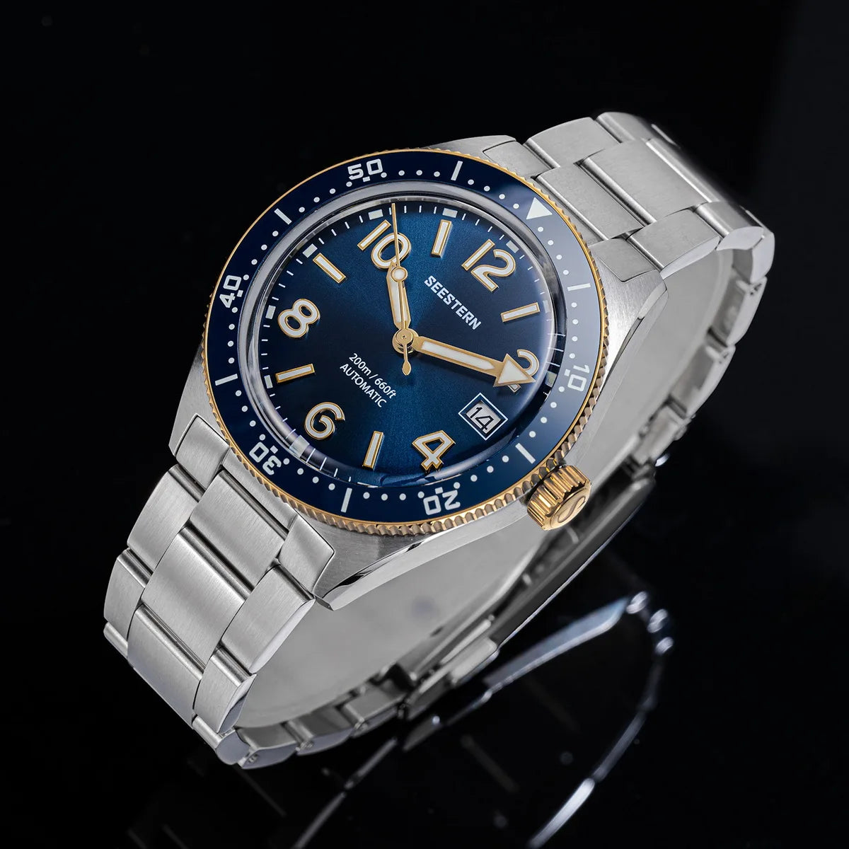 SEESTERN Diver Men's Watch Automatic Mechanical Wristwatches NH35 Movement Ceramic Bezel 20Bar Waterproof Sapphire Luminous S434-2
