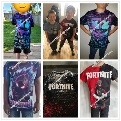 Fortnite Adult Children's Clothing 3D Digital Printing Loose Large Size Short-sleeved T-shirt Kids Summer Tee Tops