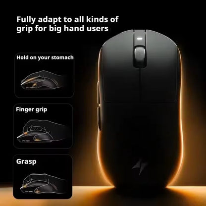 Bezdrátová herní myš ATK A9 s technologií NearLink, ergonomická, PAW3395, třírežimové Bluetooth, nízká latence, e-sportovní myš pro PC