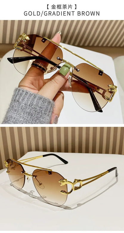 Rimless Women Sunglasses Luxury Designer Vintage Uv400 Men Sun Glasses Lunette Shades De Soleil Femme Gafas De Sol Mujer Lentes