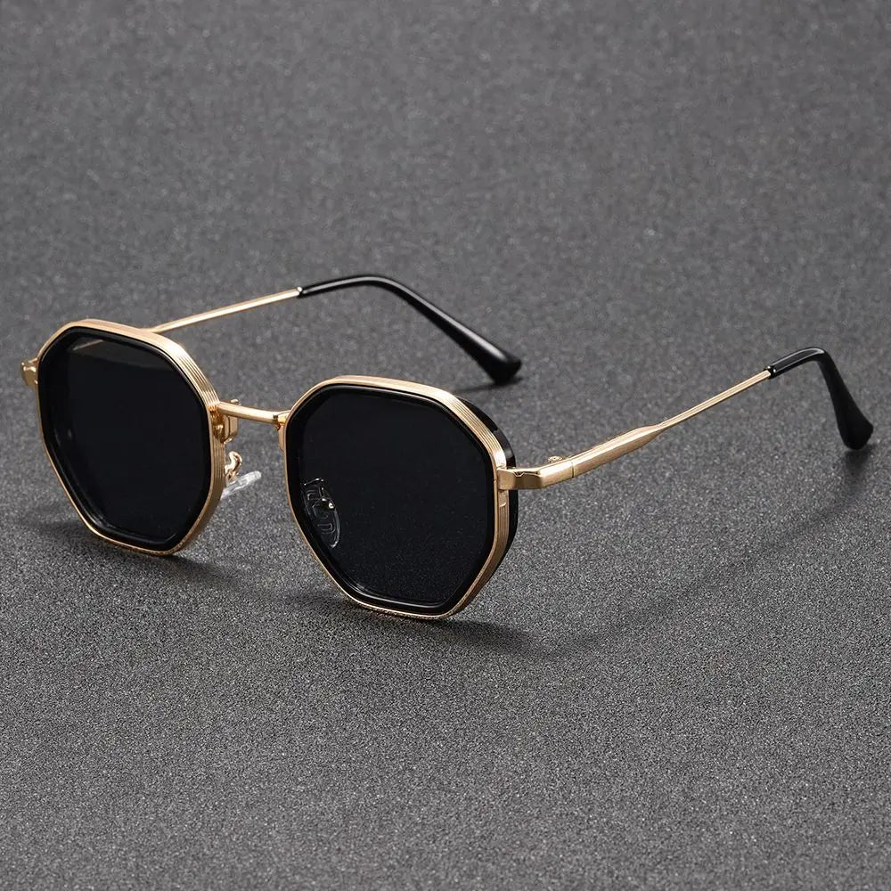 1PCunisex Round Metal Fashionable Sunglasses, Retro Style, Fashionable Basic Model, Classic Color Contrast Matching
