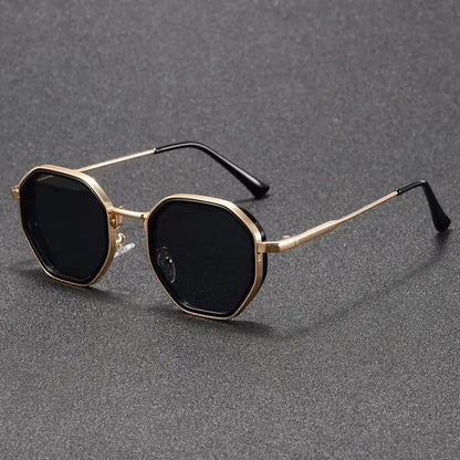 1PCunisex Round Metal Fashionable Sunglasses, Retro Style, Fashionable Basic Model, Classic Color Contrast Matching
