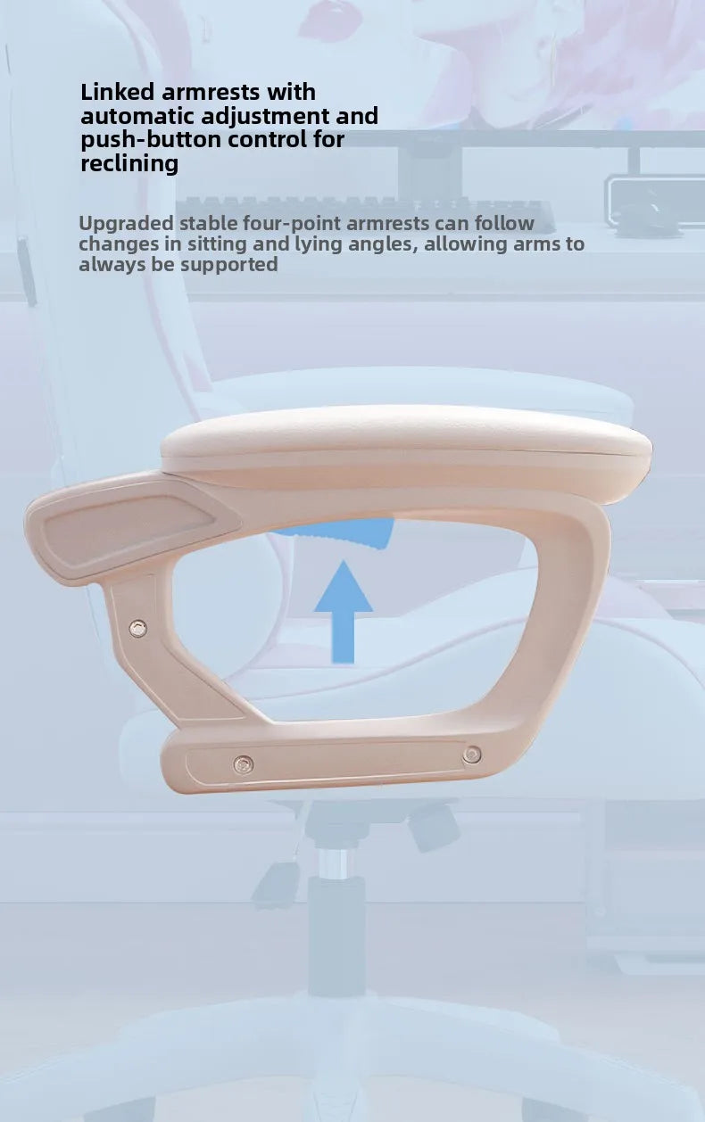 Household Comfortable Gaming Chair Office Ergonomics Mute Roller Computer Chair Bedroom Study Rotate Lift Backrest Chair