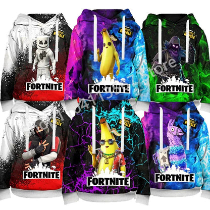 Llama Battle Royale Fortnite Hoodies, 3D Printed Sweatshirts for Men, Women, and Children, Boys and Girls Streetwear Pullover, Green Tops