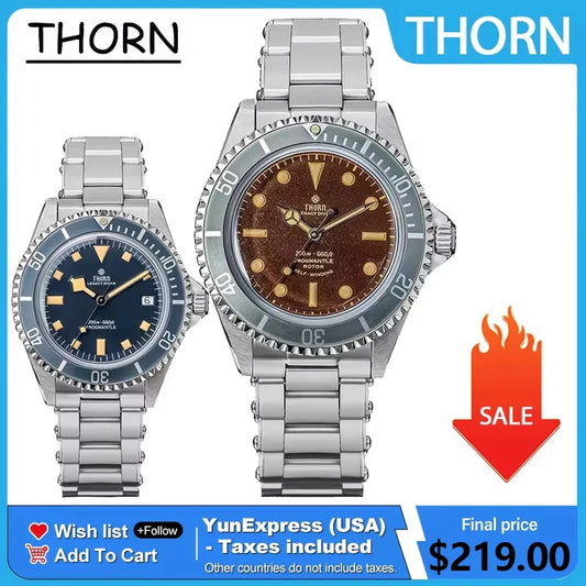 Thorn T023 V3 40mm Men Diving Watch PT5000 Automatic Movement Mechanical Vintage Watches 200m Water Resistance Sapphire