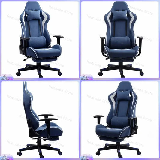 Chaise de jeu noire robuste, inclinable à 180 degrés, chaise de bureau ergonomique avec fonction de massage, accoudoirs 2D réglables, tissu