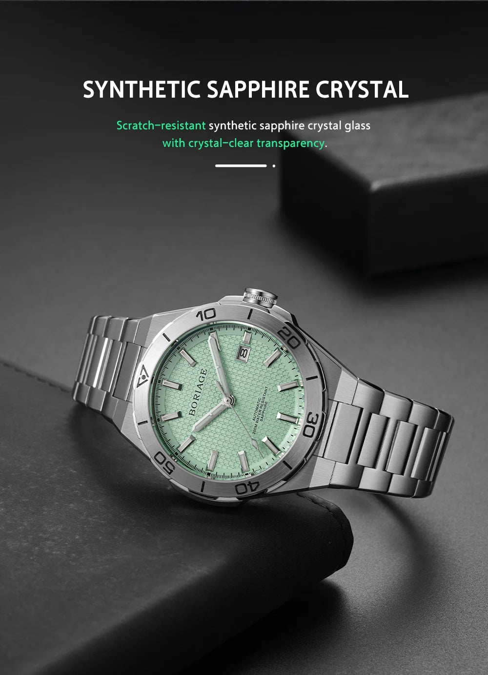 BORIAGE Fully automatic mechanical men's watch BGW9 luminous watch MIYOTA9015 movement 316 stainless steel 200m Water Resistance